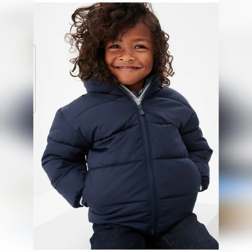 GAP Baby Coldcontrol Navy Fleece Lined Puffer Coat Size 6-12 Months